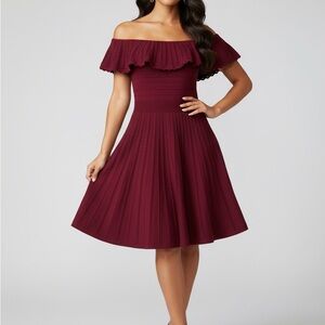 Ted Baker London Dilpree Off The Shoulder Knit Skater Dress
